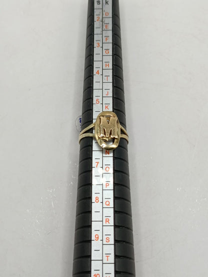 Anillo con inicial M, ORO 10k peso 1.3gr #6, usado