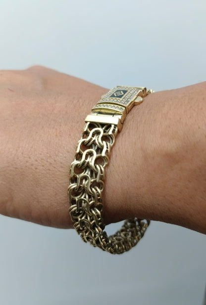 ✨ Pulsera de Diseño Holandés en Oro 10K con Broche Tipo Caja – Peso 35.80 g 💎