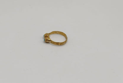 Anillo con dos piedras azules ORO 18k peso 3.7gr, usado