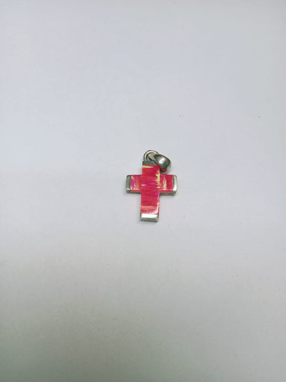 dije de plata - diseño cruz rosa