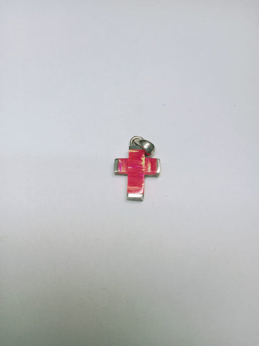 dije de plata - diseño cruz rosa