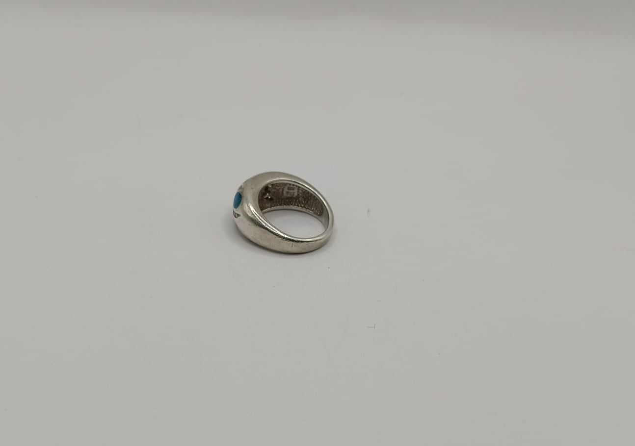 Anillo con sinteticos PLATA 925 peso 7.7gr, usado