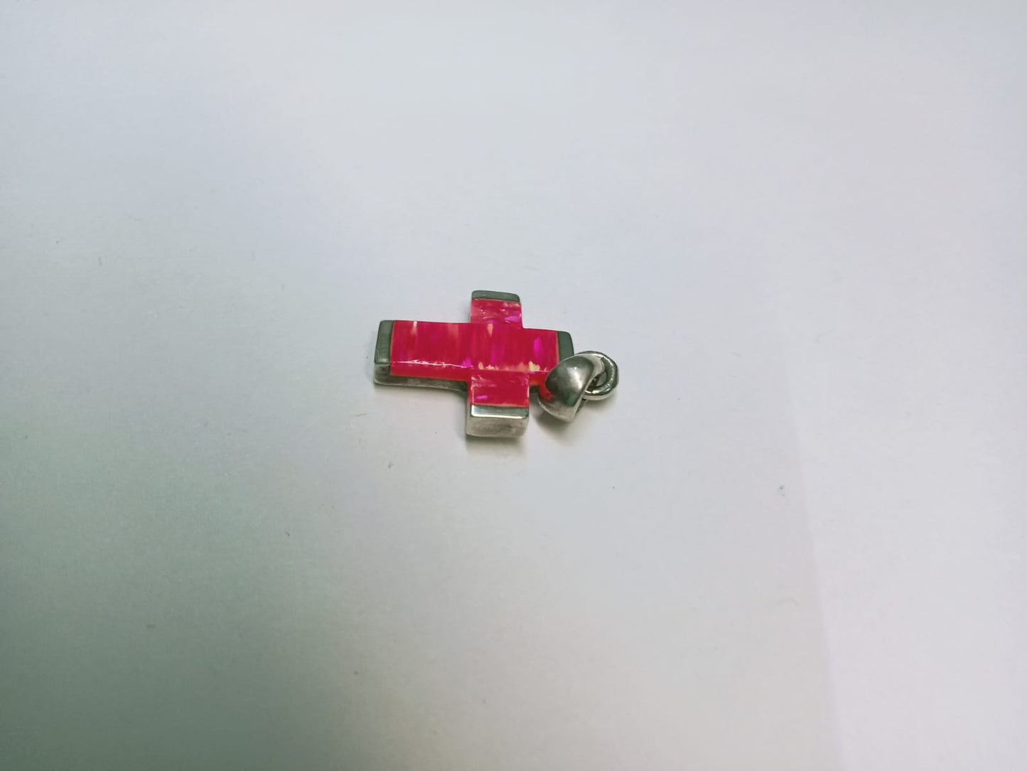dije de plata - diseño cruz rosa
