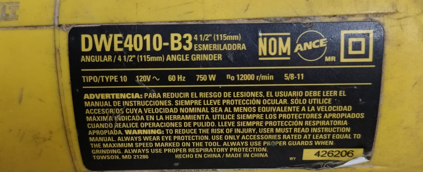 Mini esmeril DEWALT dwe4010-b3 con disco, usado
