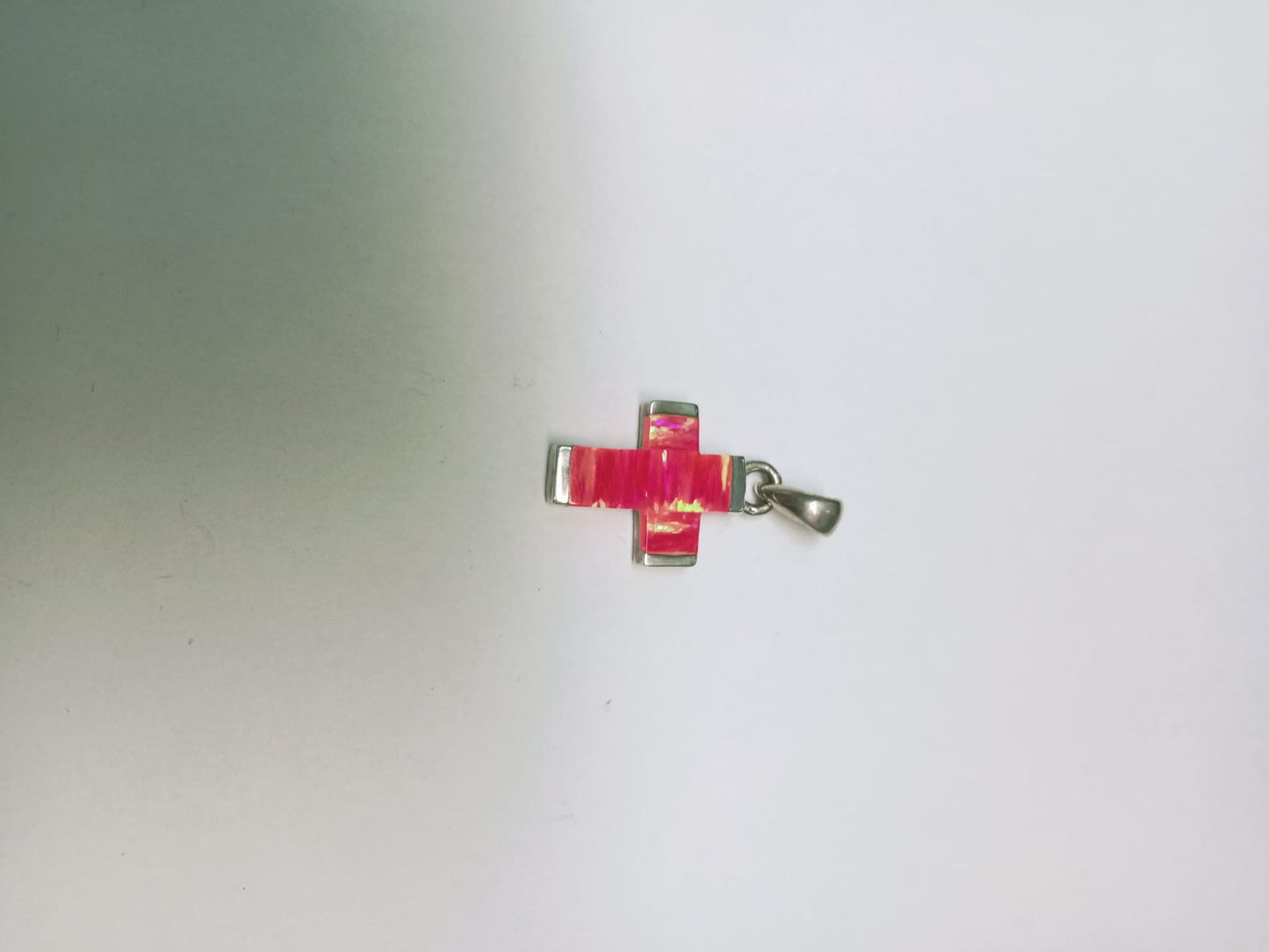 dije de plata - diseño cruz rosa