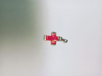 dije de plata - diseño cruz rosa