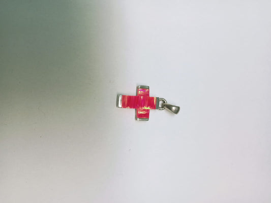 dije de plata - diseño cruz rosa