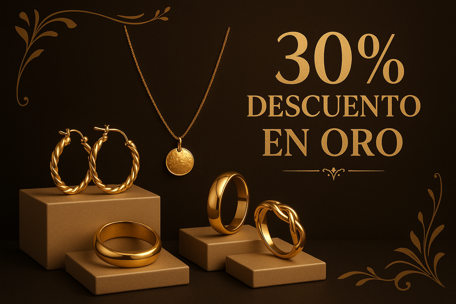 Baner para promocionar categoria de joyeria, con 30% de descuento en oro