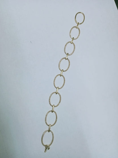 Pulsera de Oro 10k – Aros Entrelazados con Chispitas