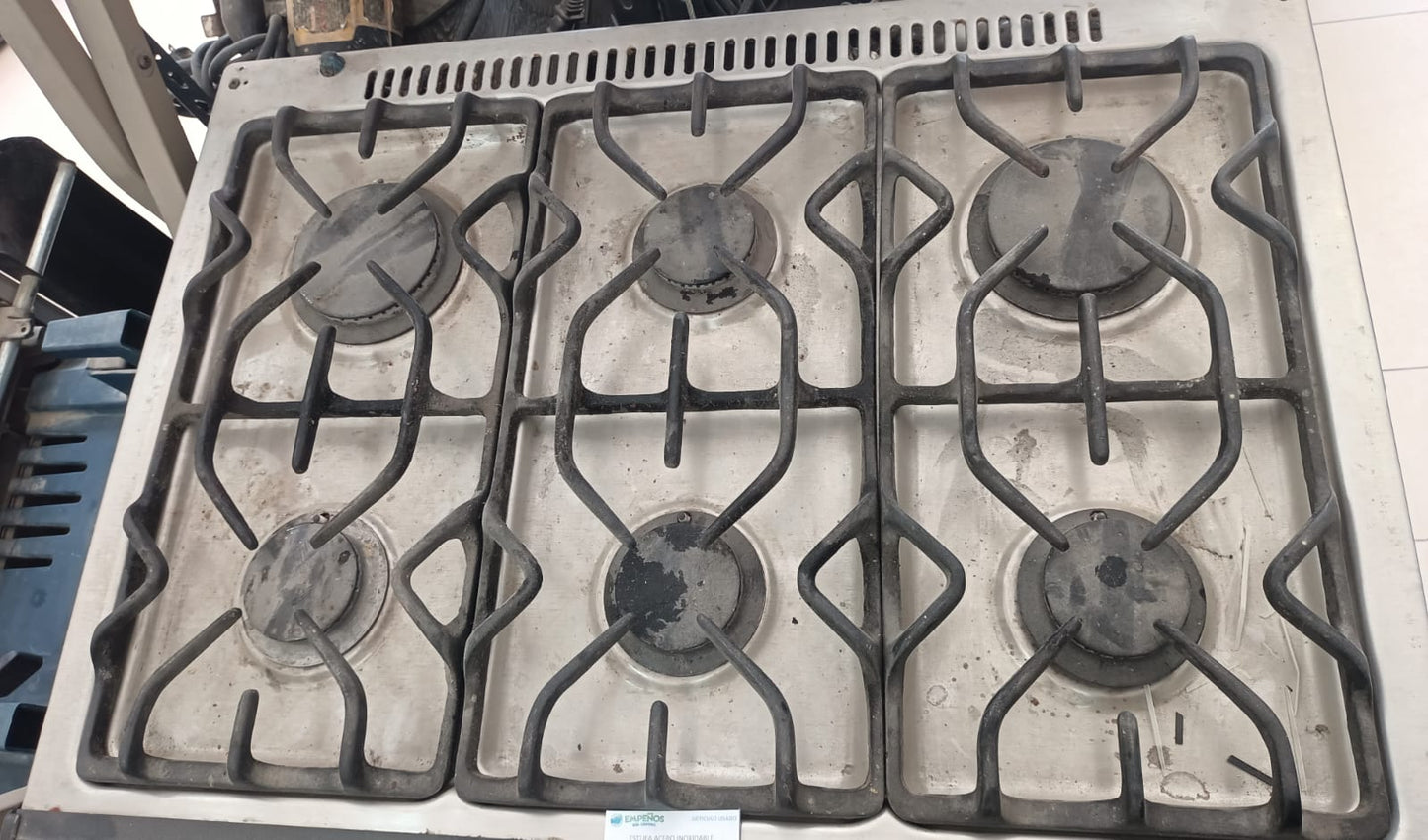 Estufa MABE x05500p 6 quemadores acero inaxidable, usado