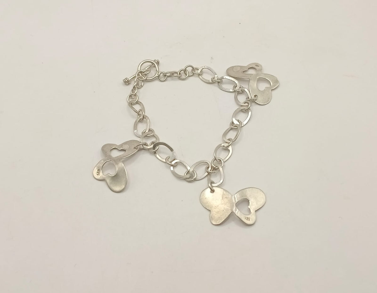 Pulsera con mariposas PLATA 925 peso 9.3gr
