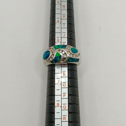 Anillo con sinteticos PLATA 925 peso 7.7gr, usado