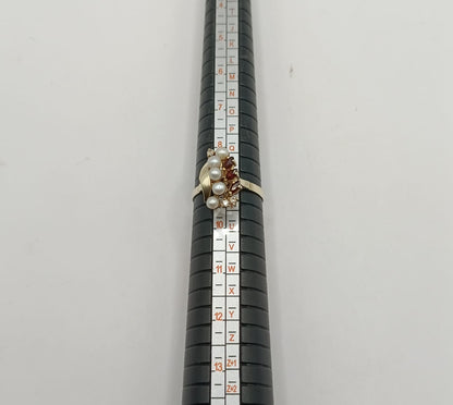Anillo con perlas ORO 10k peso 3gr, usado