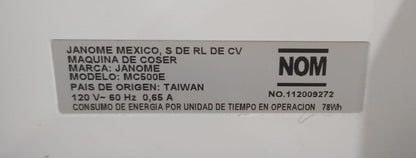 Bordadora JANOME mc500e, usado