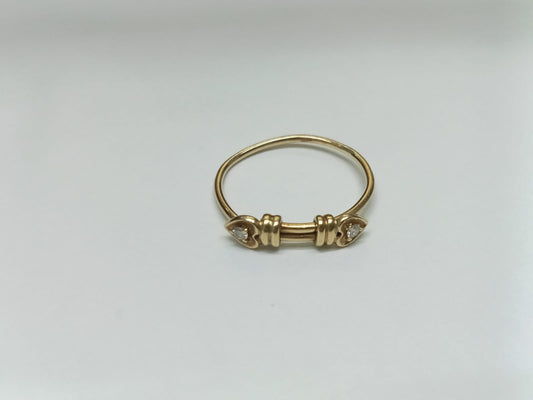 anillo de oro 14k -diseño con 2 corazones