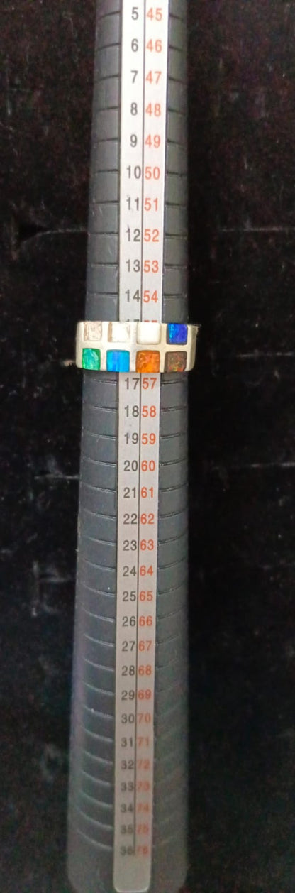 Anillo con cuarzos PLATA 925 peso 5.5gr, usado