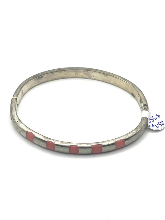 Brazalete con sintetico rosa baño de plata 25.9 grs
