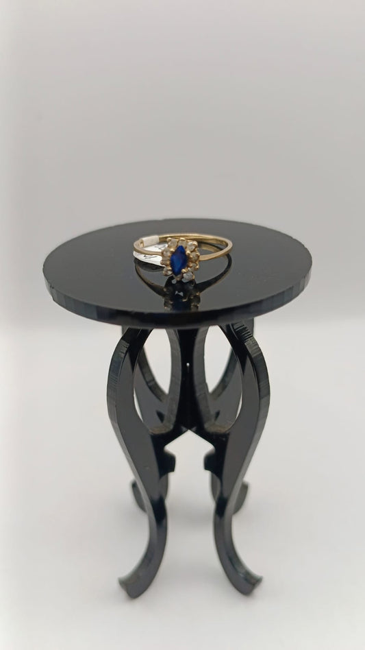 Anillo de ORO piedra azul 10k peso 1.3gr, usado