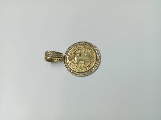 Dije San Benito en Oro 10k con Piedras – 2.6 g