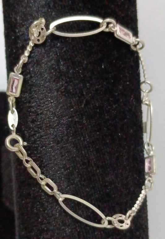 Pulsera sintetico rosa PLATA 925 4.1gr, usado