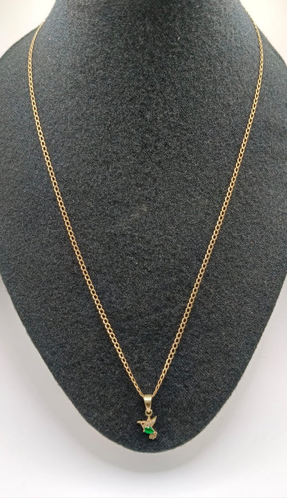 Cadena con dije de colibri ORO 10K peso 4.1gr, usado