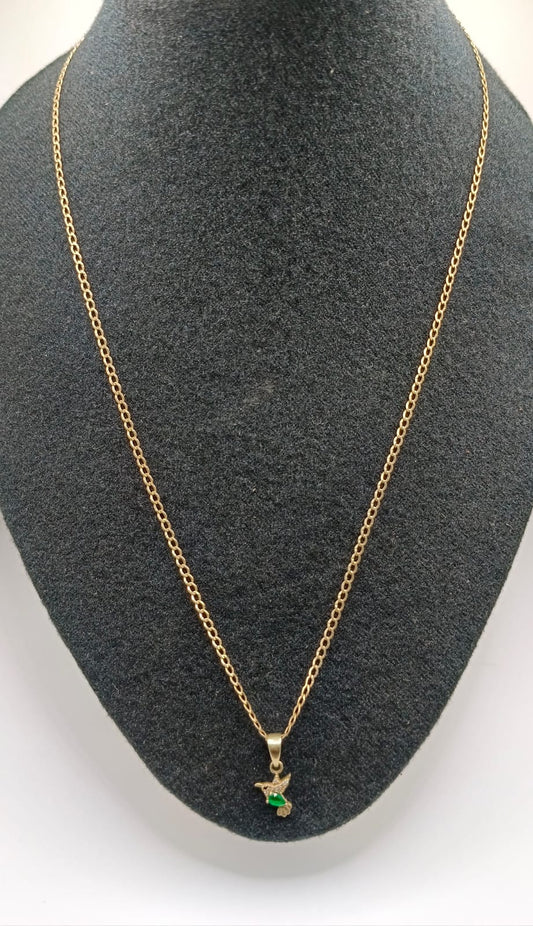 Cadena con dije de colibri ORO 10K peso 4.1gr, usado