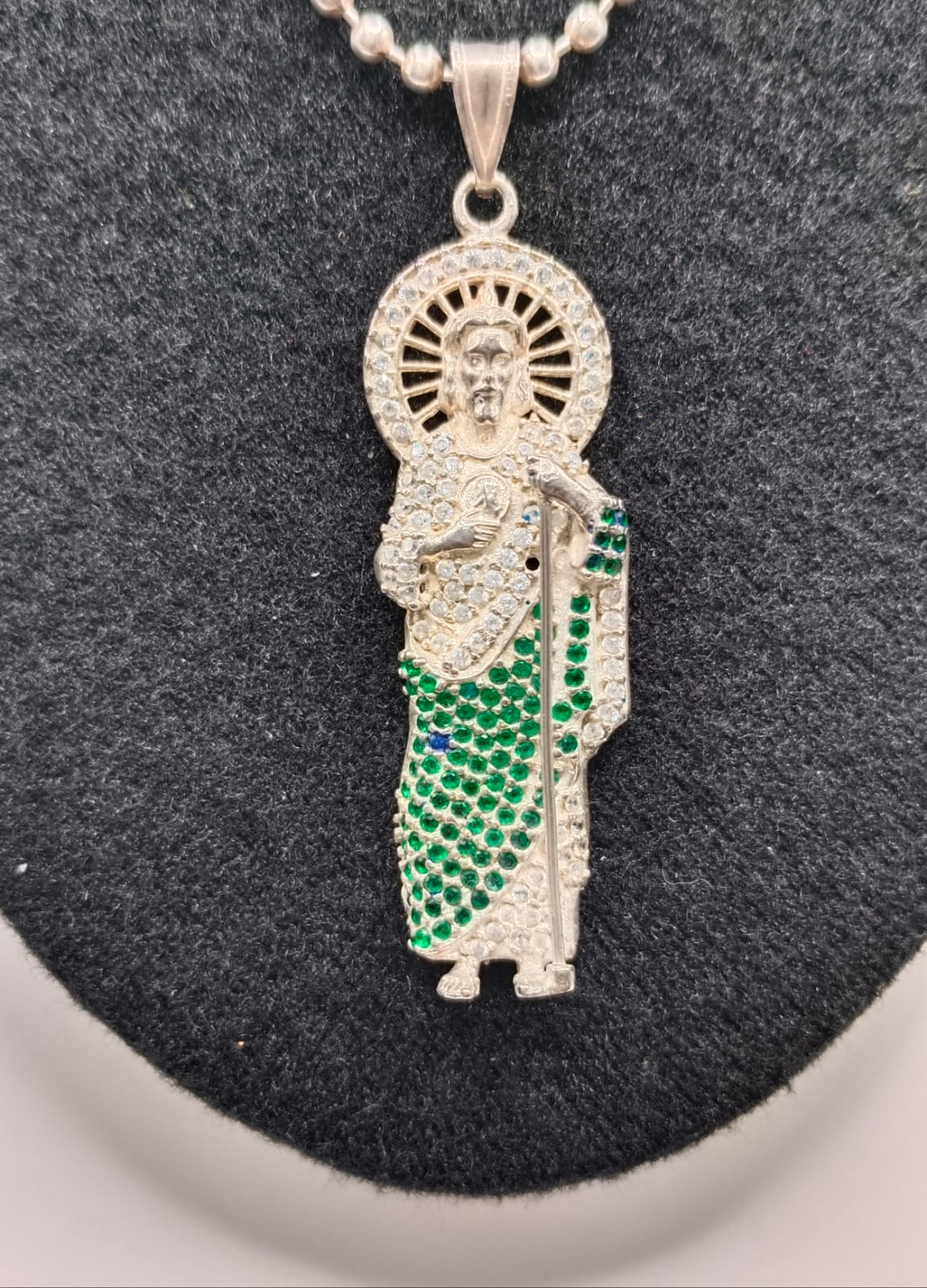 Collar de cuentas con dije PLATA 925 peso 23.9gr, usado