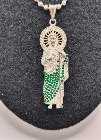 Collar de cuentas con dije PLATA 925 peso 23.9gr, usado