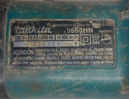 Mini Esmeril MAKITA 9554hn con disco, usado