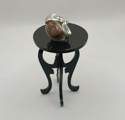 Anillo con sintetico cafe PLATA 925 peso 5.3gr