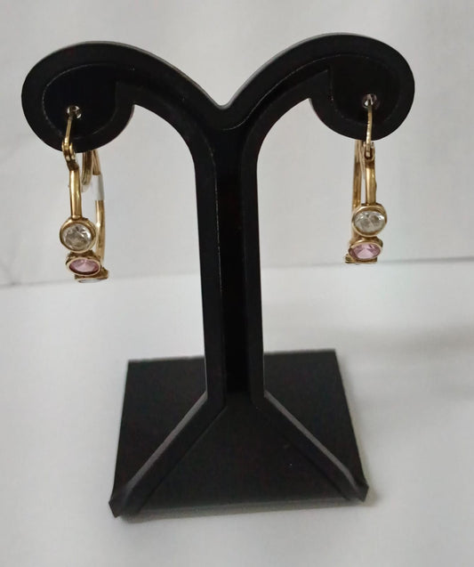 Aretes con sinteticos de colores ORO 10k peso 3.5g, usado