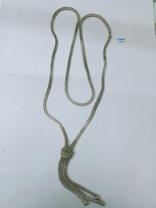 Collar Largo Minimalista de Plata con Nudo Final