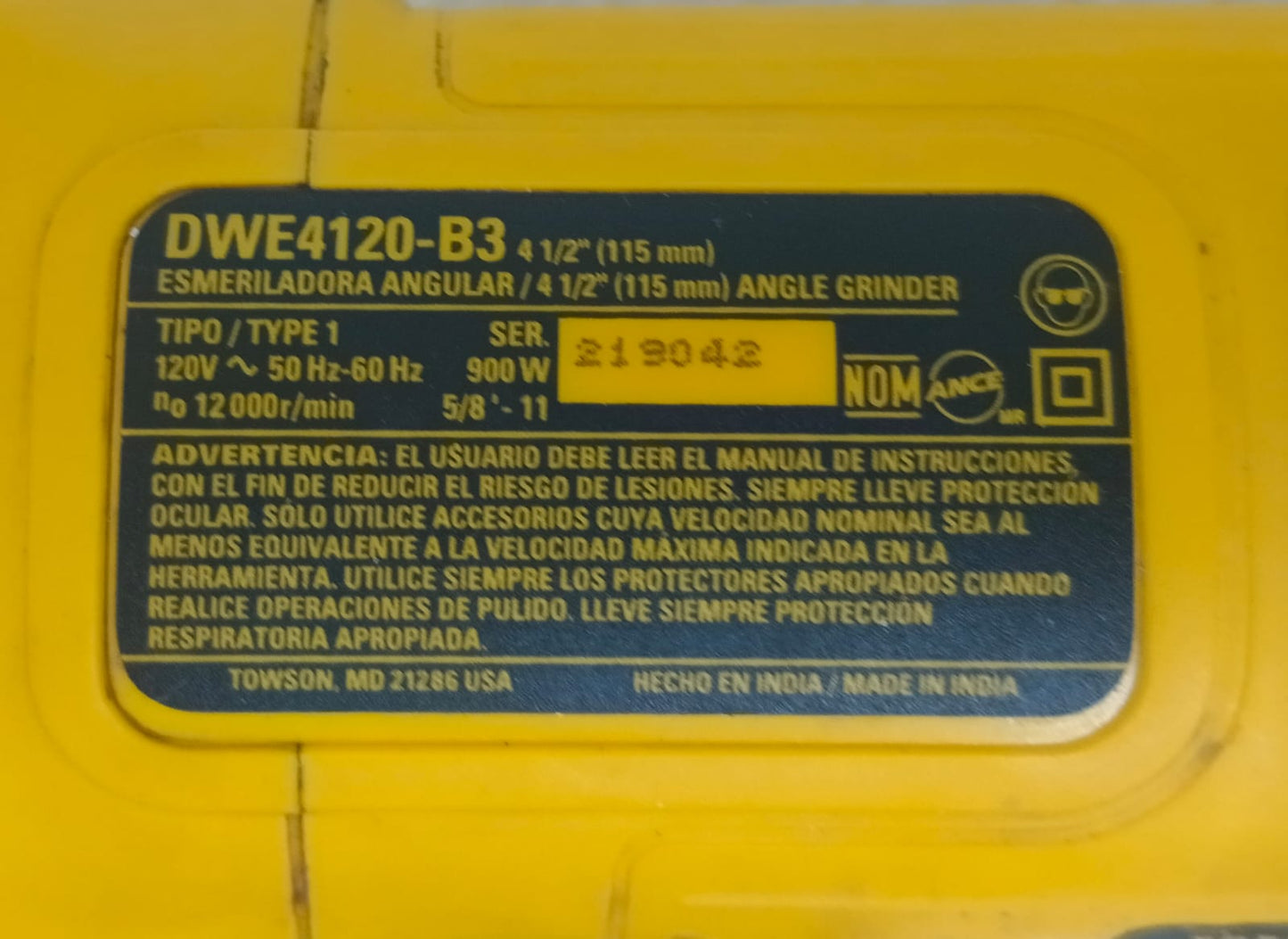 Mini Esmeril DEWALT dwe4120-b3 sin disco, usado
