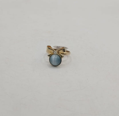 Anillo moño ojo de gato gris ORO 10k peso 1.8gr, usado
