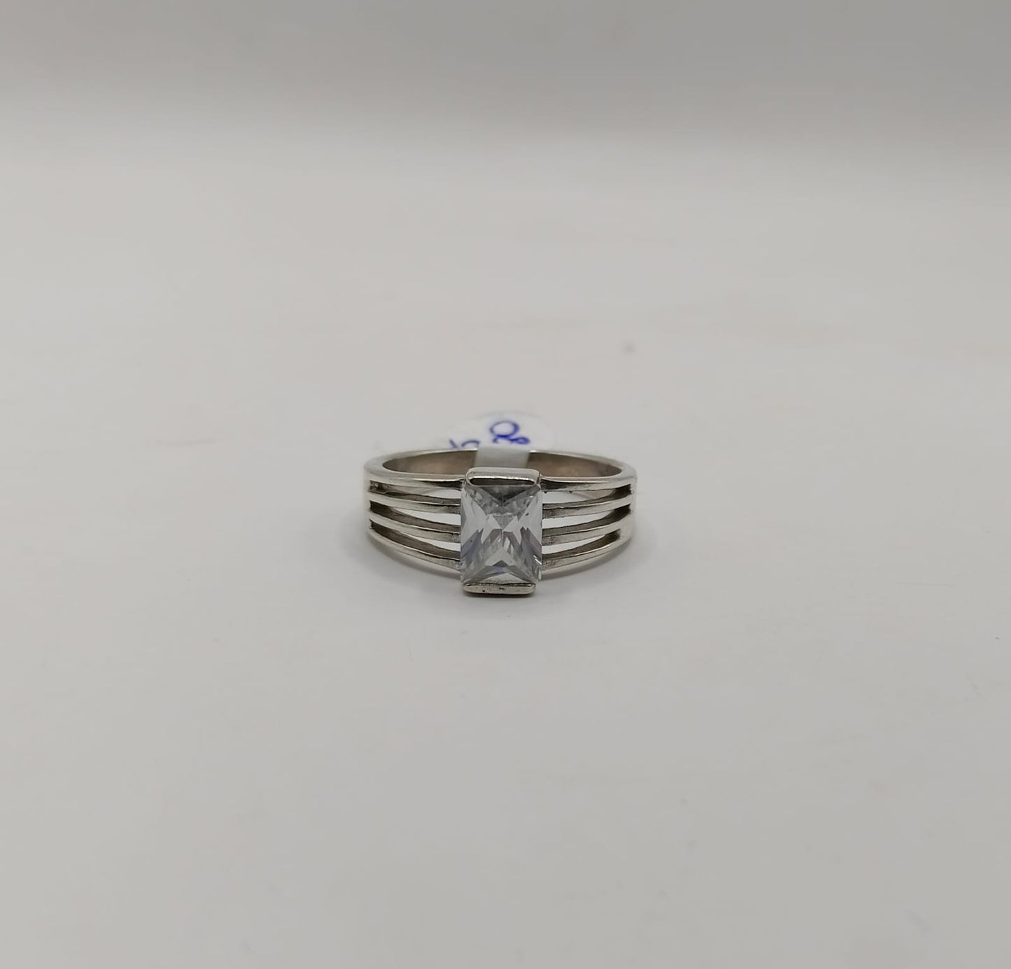 Anillo 4 aros con sintetico PLATA 925 peso 4.8gr, usado