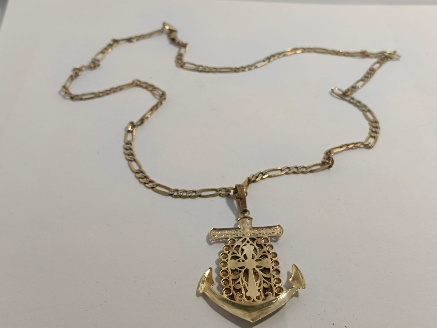 ✨ Cadena 3x1 de Oro 14K con Dije de Virgen y Ancla – Peso 24.5 g ✨