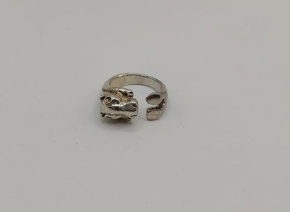 Anillo hipopotamo PLATA 925 peso 10.3gr, usado