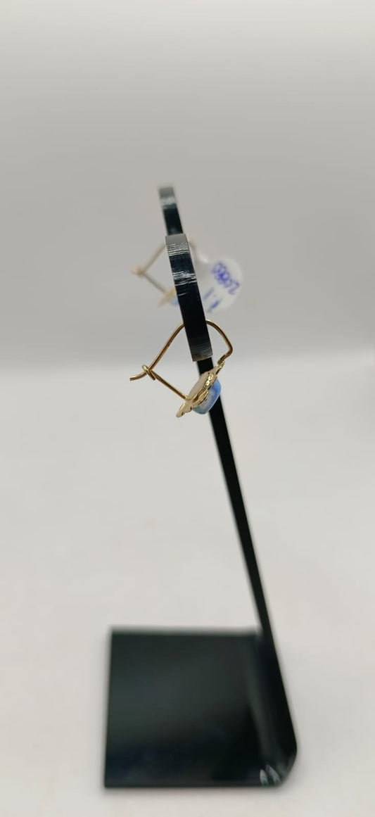 Aretes ojo de gato azul ORO 10k peso 1.1gr, usado