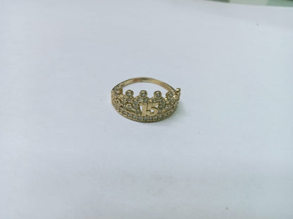 👑 Anillo de 15 Años con Diseño de Corona y Brillos 👑