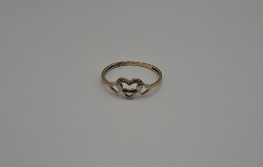 Anillo 4 corazones ORO 14k peso 1gr, usado