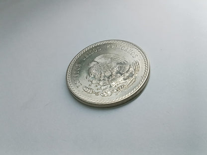 Moneda de Plata 5 Pesos Cuauhtémoc 1948 Ley .900