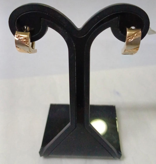 Par de aretes dos tonos oro 14k peso 2gr, usado