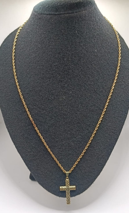 Torzal con dije de cruz ORO 10k peso 5.4gr, usado